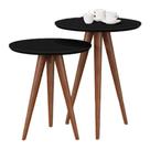 Conjunto 8003 Mesa de Apoio e Lateral Redonda Pés Palito Jb Bechara Cor Preto