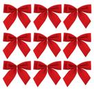 Conjunto 9 Laços Decorativo Natal Vermelho Camurça 9x10cm - Magizi