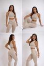 Conjunto Academia Feminino Legging E Top Bege -