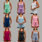 Conjunto Academia Feminino Regata Nadador+Short 2em1 com Bermuda compressão e Bolso Oculto Celular