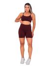 Conjunto Academia Fitness Top Alcinha com Bojo Short Marrom