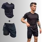 Conjunto Academia Short 2 Em 1 Camiseta Dry Fit Masculino