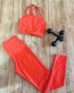 Conjunto Academia Top e Calça Legging Cor Laranja Tamanho Unico