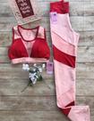 Conjunto Academia Top e Calça Legging Cor Rosa e Vermelho Tamanho M Conjunto Academia Top e Calça Legging Cor Rosa e Vermelho Tamanho M
