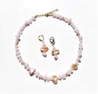 Conjunto Afrodite Quartzo Rosa E Pérola Natural