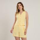 Conjunto Alfaiataria Colete Shorts Amarelo Miss Joy 8097-37 Cor:AmareloTamanho:40