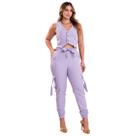 Conjunto Alfaiataria Feminino Calça e Cropped Colete Social Blusa Plus Size Elegante Jogger Casual Conjunto Alfaiataria Feminino Calça e Cropped Colete Social Blusa Plus Size Elegante Jogger Casual