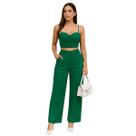 Conjunto Alfaiataria Verde Ssang Bang Wool Cropped e Calça