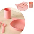 Conjunto Alimentação Baby Rosa Gato Prato Copo Talheres