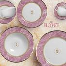 Conjunto Alleanza de 6 Pratos Sobremesa Marble Rosa - LHD LOUÇAS