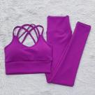Conjunto Ana Ruga Texturizado Para Academia Calça Legging Cintura Alta e Top Alças Cruzadas Com Bojo