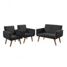 Conjunto Anabelle 2 Poltronas De 1 Lugar 1 Poltrona 2 Lugares Braço Unidecor Preto