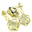 Conjunto Anel E Brincos Move Stones Banho Ouro 18k 804 805