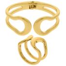 Conjunto Anel E Pulseira Bracelete Maximalista Folheado a Ouro