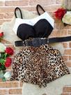 Conjunto animal print e white/black