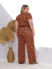 Conjunto Animal Print Pantalona Blusa decote V