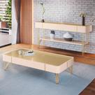 Conjunto Aparador Decorativo MDP/MDF e Mesa de Centro Rennes Off White/Castanho G26 - Gran Belo