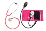 Conjunto Aparelho Pressão Adulto Nylon Fecho de Contato + Estetoscópio Unisson Rosa - P.A.MED Conjunto Aparelho Pressão Adulto Nylon Fecho de Contato + Estetoscópio Unisson Rosa - P.A.MED