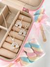 Conjunto Arco-Íris Nuvem Cravejada Infantil Prata
