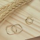 Conjunto Argolinhas Quadradas Ouro 18K