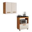 Conjunto Armário Aéreo 2 Portas e Balcão para Cooktop 4 Bocas 1 Porta Basculante