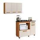 Conjunto Armário Aéreo 3 Portas e Balcão para Cooktop 4 Bocas 2 Portas 1 Gaveta