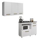 Conjunto Armário Aéreo 3 Portas e Balcão para Cooktop 5 Bocas 2 Portas