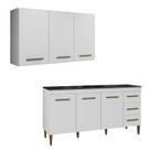 Conjunto Armário Aéreo 3 Portas e Balcão3 Portas e 3 Gavetas