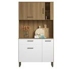 Conjunto Armário Cozinha Darcy 910 mm 4 Porta Branco Ripado