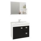 Conjunto Armário Para Banheiro 100% MDF Isa Com Espelheira E Pia Mgm Móveis Branco/Preto