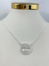 Conjunto Árvore da Vida com Zircônia Cristal - Banho de Prata 925 com Camada de 50 Milésimos e Verniz Italiano - Semijoia