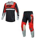 Conjunto ASW Image Enduro Hades Preto Vermelho Cinza -