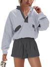 Conjunto atlético Niovien para mulheres, moletom e shorts cinza XS