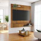 Conjunto Aurora Painel c/ Bancada suspensa e Mesa de Centro Frizz Cumaru/Opala