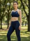 Conjunto Azul Feminino Academia com Top de Tiras e Calça Legging Conjunto Azul Feminino Academia com Top de Tiras e Calça Legging