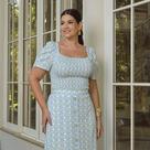 Conjunto Azul Midi no Viscolinho Floral Joice Tatá Martello COR:AZULTAMANHO:P
