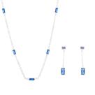 Conjunto Bagueti Zircônia Safira em Prata 925 - PL23660