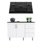 Conjunto Balcão 1,20m Turim com Cooktop Essencial 5 Bocas Movelove em MDF/MDP