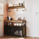 Conjunto Balcão Buffet Café Bar 100cm 2 Portas e Prateleira 90cm Aço Expandido Industrial