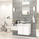 Conjunto Balcão C-cuba F44 E Espelheira Legno 831 Branco Chess C-preto ônix Branco Chess C-snow