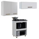 Conjunto Balcão Cooktop 4 Bocas 2 Nichos para Forno e 2 Armários Aéreo