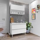 Conjunto Balcão de Cozinha Armário Aéreo Wollo MDP/BP Branco G96 - Gran Belo