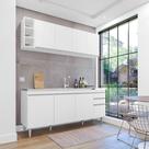 Conjunto Balcão de Cozinha para Pia Apex Armário Aéreo MDP/BP Branco G96 - Gran Belo