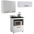 Conjunto Balcão para Cooktop 1 Porta 1 Nicho 5 Bocas e 2 Armário Aéreo Conjunto Balcão para Cooktop 1 Porta 1 Nicho 5 Bocas e 2 Armário Aéreo