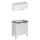 Conjunto Balcão para Cooktop 5 Bocas 2 Portas com Armário Aéreo Horizontal 1 Porta Itatiaia Tarsila