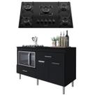 Conjunto Balcão Turim 1,40m com Cooktop Essencial 5 Bocas 2 Portas 2 Gavetas
