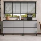 Conjunto Balcões 2 Peças 2 Portas 6 Gavetas Mdf Dodradiça Slow Motion Lúmina Itatiaia Grafite/fendi