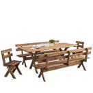 Conjunto Ballestro Country Mesa + 4 Bancos Pinus