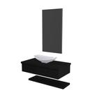Conjunto Bancada C-cuba L45, Prateleira E Espelheira Metrópole 806 Nogal Preto ônix