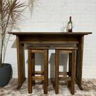Conjunto Bancada Mesa e 2 Banquetas de Madeira - Cerâmica